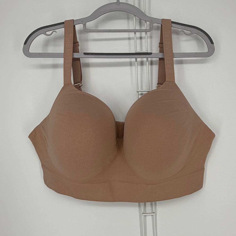 FeelinGirl Bra Women XXL Tan Seamless Padded Wire-Free Full Coverage Comfort NEW